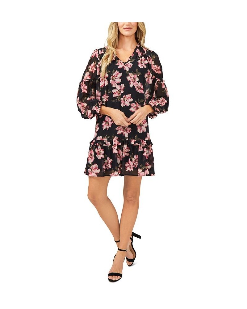 Floral-Print Ruffled Dress Rich Black $41.51 Dresses