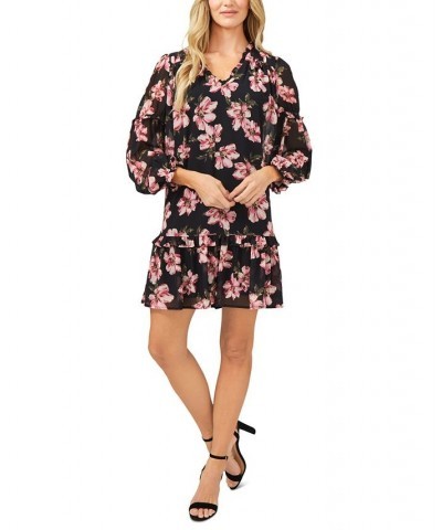 Floral-Print Ruffled Dress Rich Black $41.51 Dresses