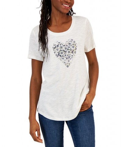 Women's Printed Short-Sleeve Scoop-neck T-Shirt Grey Animal $11.39 Tops