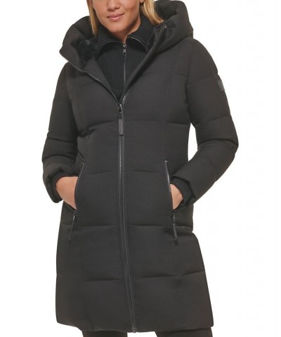 Women's Hooded Puffer Coat Black $93.60 Coats