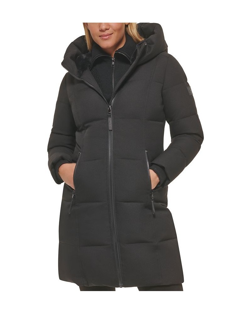 Women's Hooded Puffer Coat Black $93.60 Coats