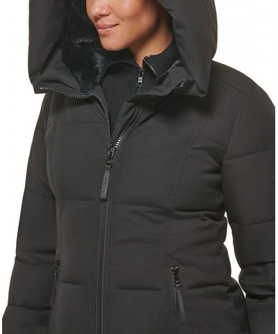 Women's Hooded Puffer Coat Black $93.60 Coats