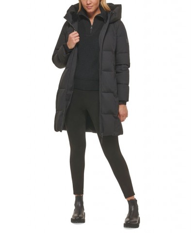 Women's Hooded Puffer Coat Black $93.60 Coats