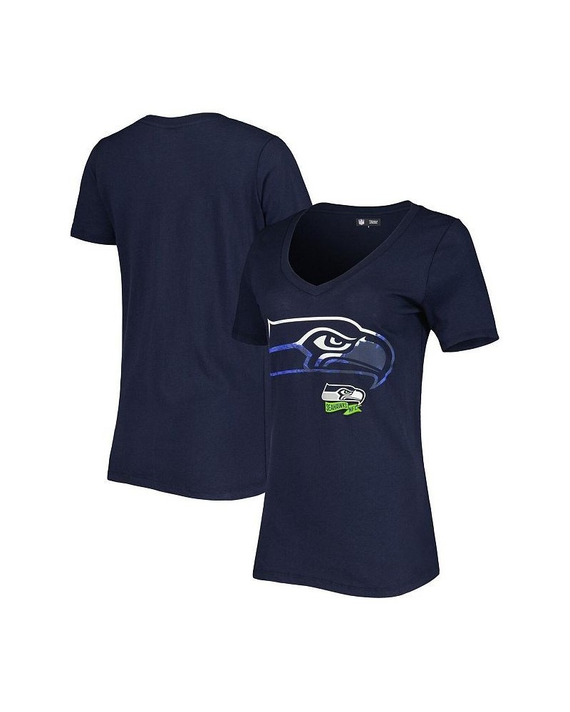 Women's College Navy Seattle Seahawks Ink Dye Sideline V-Neck T-Shirt Navy $15.17 Tops