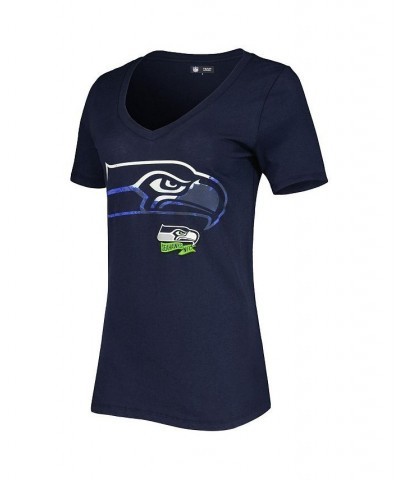 Women's College Navy Seattle Seahawks Ink Dye Sideline V-Neck T-Shirt Navy $15.17 Tops