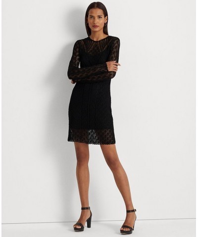 Women's Linen-Blend Sweater Dress Black $115.90 Dresses