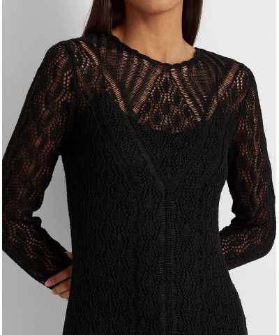 Women's Linen-Blend Sweater Dress Black $115.90 Dresses