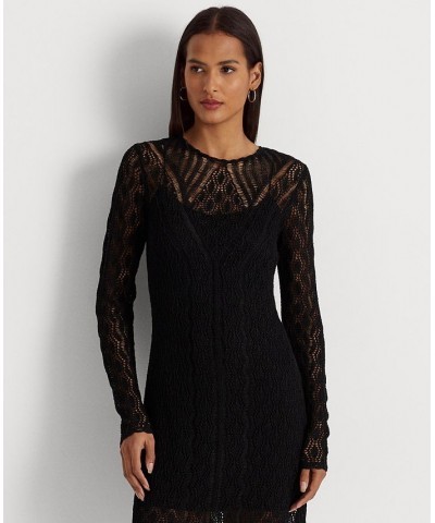 Women's Linen-Blend Sweater Dress Black $115.90 Dresses