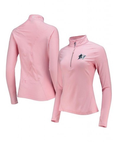 Women's Pink Miami Marlins Energy Half-Zip Raglan Jacket Pink $47.30 Jackets