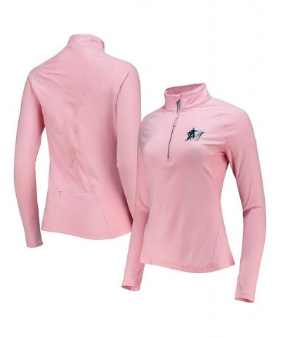 Women's Pink Miami Marlins Energy Half-Zip Raglan Jacket Pink $47.30 Jackets