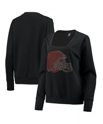 Women's Black Cleveland Browns Winners Square Neck Pullover Sweatshirt Black $40.49 Sweatshirts