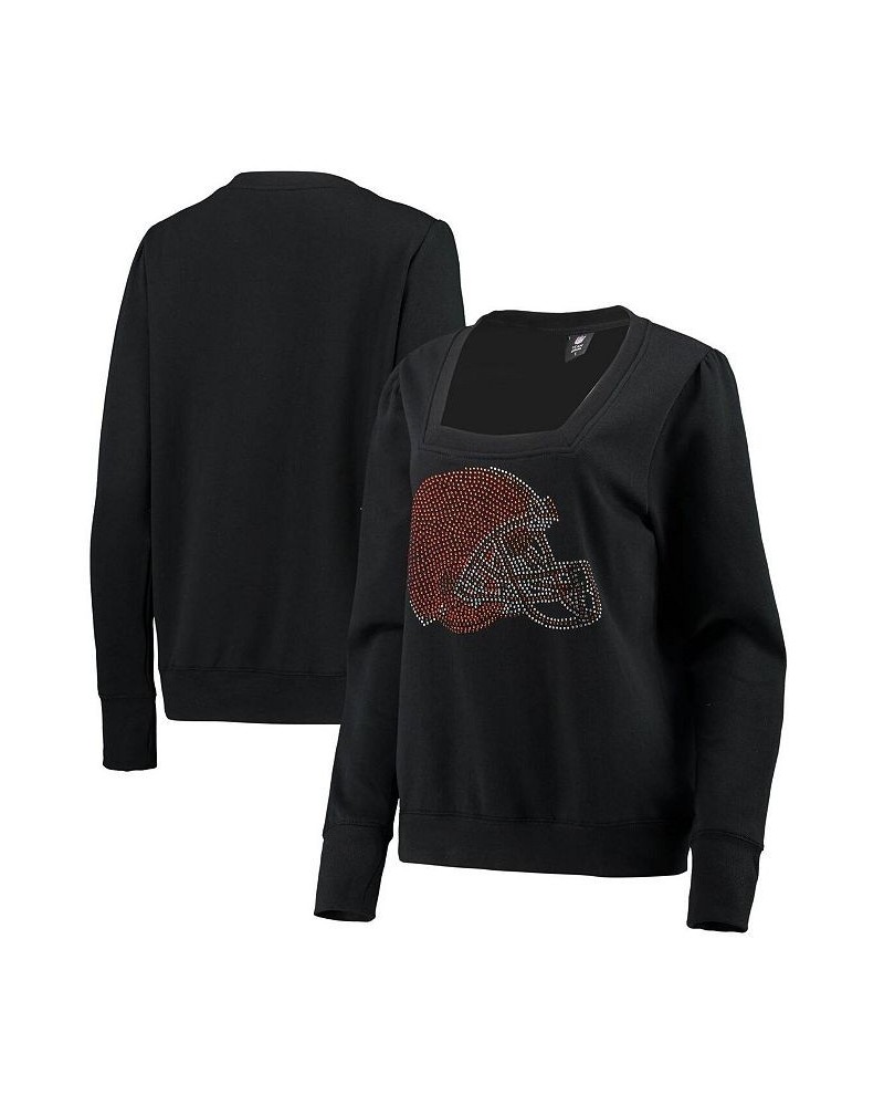 Women's Black Cleveland Browns Winners Square Neck Pullover Sweatshirt Black $40.49 Sweatshirts