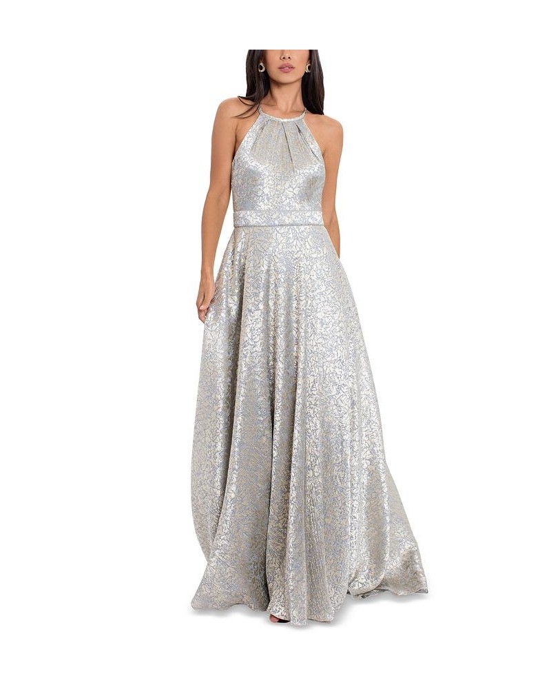 Crinkle Floral-Jacquard Gown Grey/Gold $101.15 Dresses