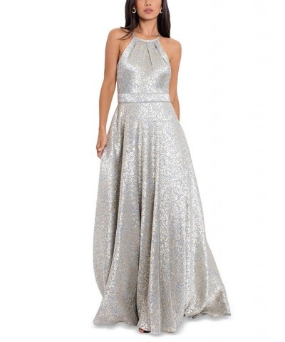 Crinkle Floral-Jacquard Gown Grey/Gold $101.15 Dresses