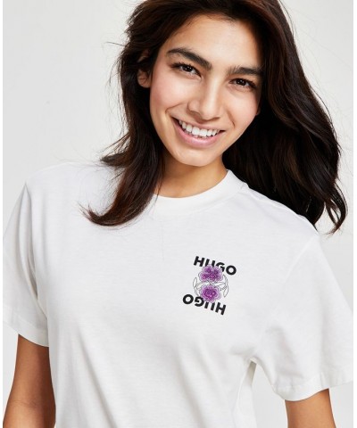 Women's Vintage-Logo Crewneck Relaxed T-Shirt White $39.96 Tops