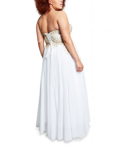 Trendy Plus Size Strapless Embellished Gown Ivory/Cream $73.28 Dresses