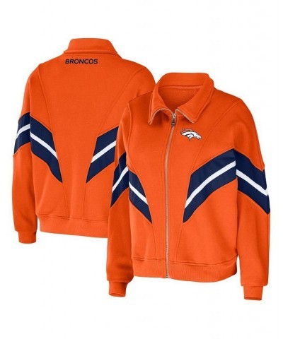 Women's Orange Denver Broncos Plus Size Yarn Dye Stripe Full-Zip Jacket Orange $40.85 Jackets