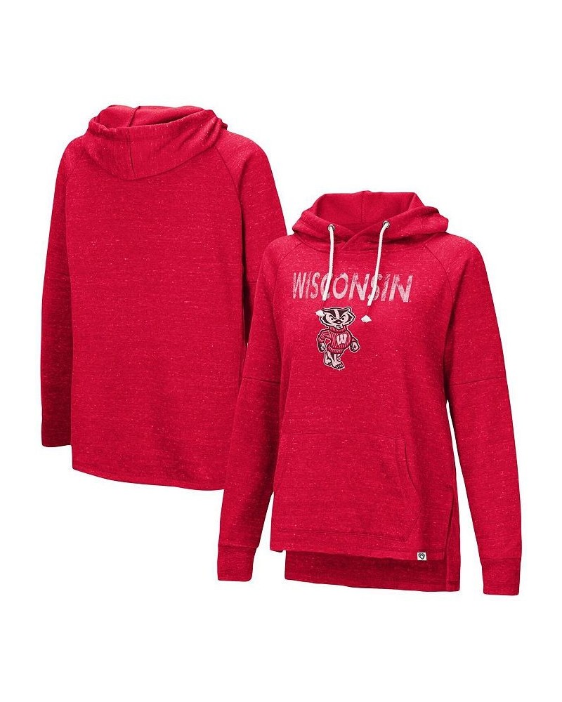 Women's Red Wisconsin Badgers Nollie Slub Raglan Pullover Hoodie Red $28.60 Sweatshirts