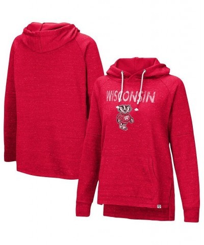 Women's Red Wisconsin Badgers Nollie Slub Raglan Pullover Hoodie Red $28.60 Sweatshirts