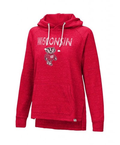 Women's Red Wisconsin Badgers Nollie Slub Raglan Pullover Hoodie Red $28.60 Sweatshirts