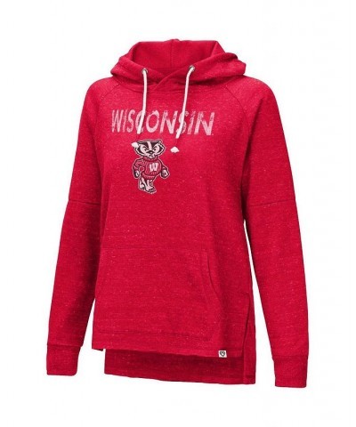 Women's Red Wisconsin Badgers Nollie Slub Raglan Pullover Hoodie Red $28.60 Sweatshirts