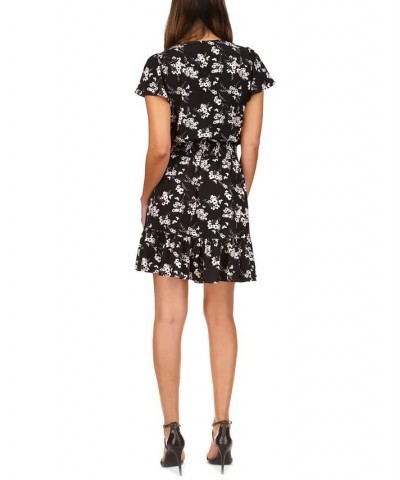 Women's Printed Faux-Wrap Dress Regular & Petite Black/ White $54.45 Dresses