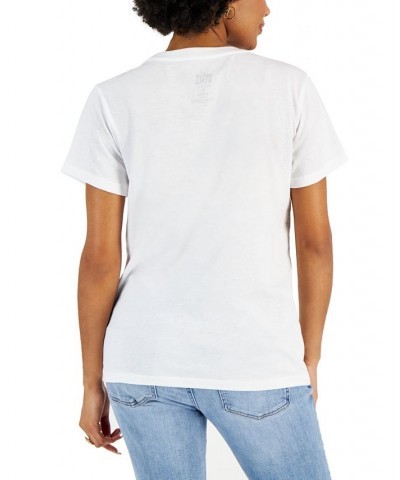 Juniors' Smiley Swirl Graphic T-Shirt White $11.20 Tops