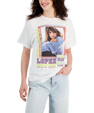 Juniors' JLO Graphic-Print Cotton T-Shirt White $9.65 Tops