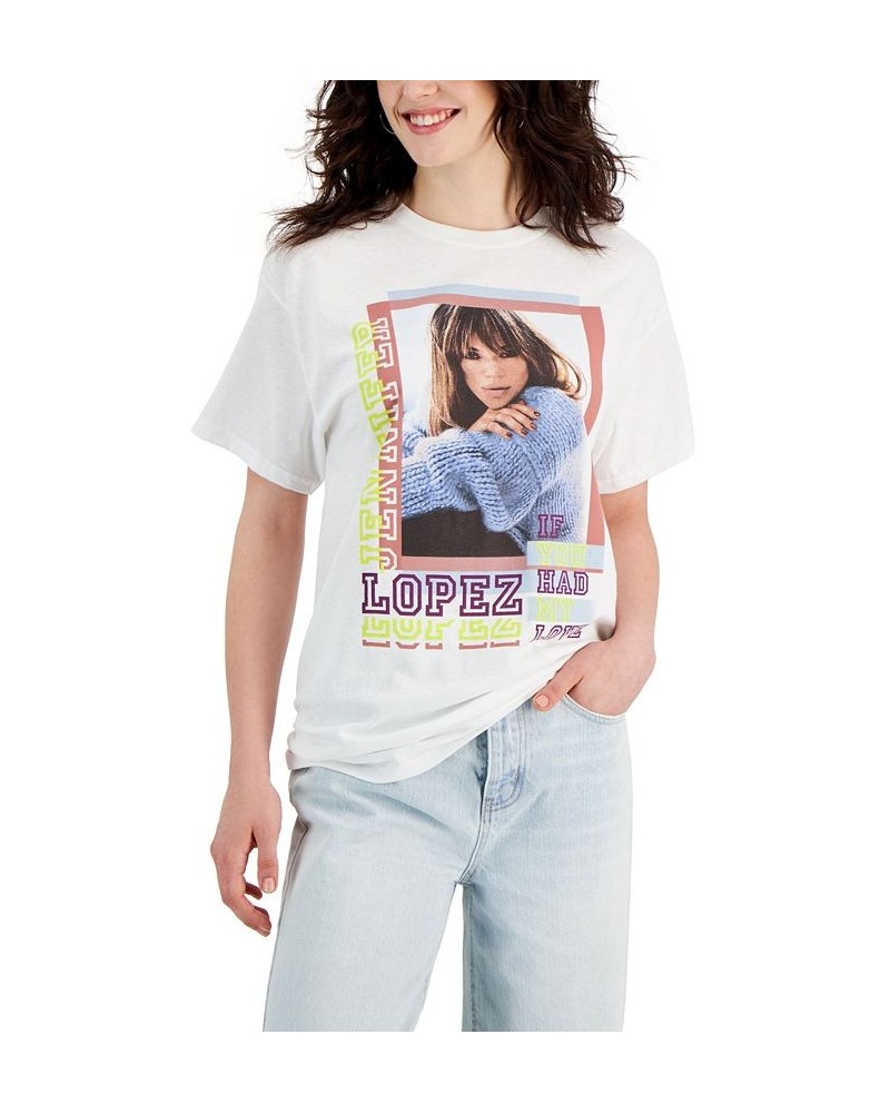 Juniors' JLO Graphic-Print Cotton T-Shirt White $9.65 Tops