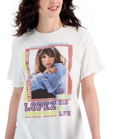 Juniors' JLO Graphic-Print Cotton T-Shirt White $9.65 Tops