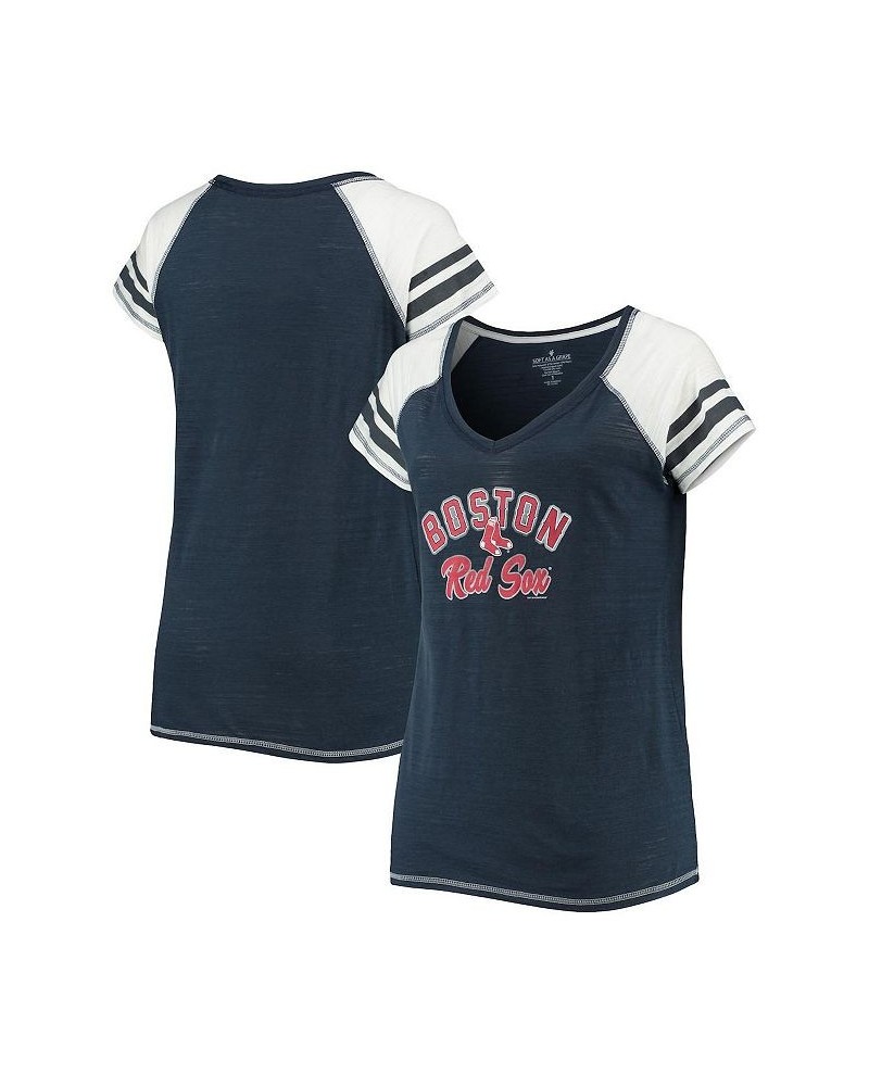 Women's Navy Boston Red Sox Curvy Colorblock Tri-Blend Raglan V-Neck T-shirt Navy $35.39 Tops