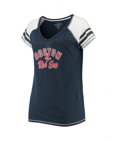 Women's Navy Boston Red Sox Curvy Colorblock Tri-Blend Raglan V-Neck T-shirt Navy $35.39 Tops