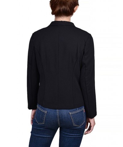 Petite Cropped Long Sleeve Crepe Jacket Black $14.19 Jackets