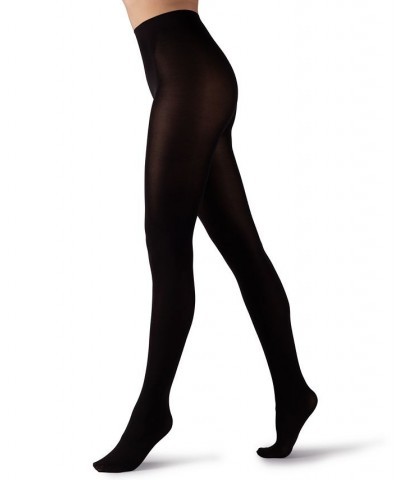 Italian Made Velvety Silk Opaque 90 Denier Tights Black $23.19 Hosiery