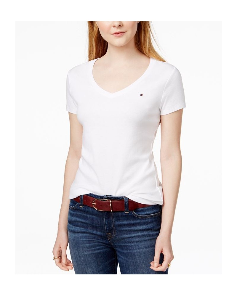 Women's V-Neck T-Shirt Classic White $19.32 Tops