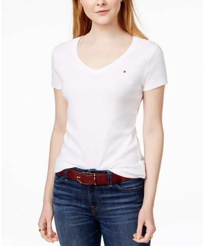 Women's V-Neck T-Shirt Classic White $19.32 Tops