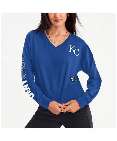 Women's Royal Kansas City Royals Lily V-Neck Pullover Sweatshirt Royal $39.15 Sweatshirts