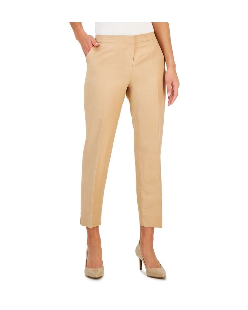 Women's Linen-Blend Elastic-Back Straight-Leg Pants Sesame $48.06 Pants