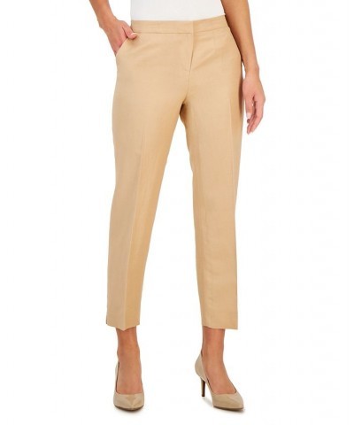 Women's Linen-Blend Elastic-Back Straight-Leg Pants Sesame $48.06 Pants