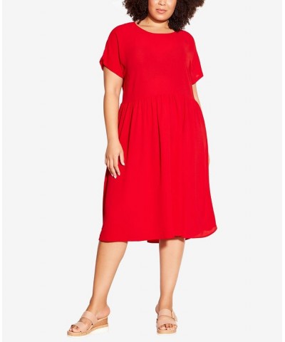 Plus Size Doll Up Plain Dress Red $29.45 Dresses