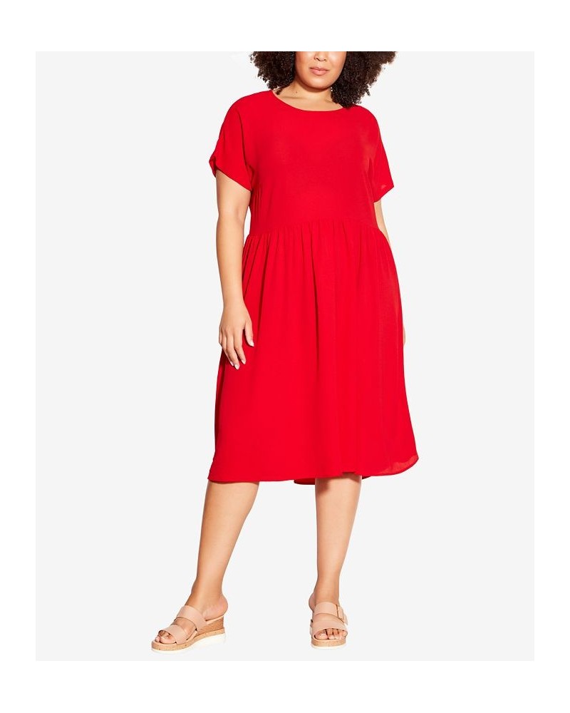 Plus Size Doll Up Plain Dress Red $29.45 Dresses