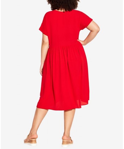 Plus Size Doll Up Plain Dress Red $29.45 Dresses