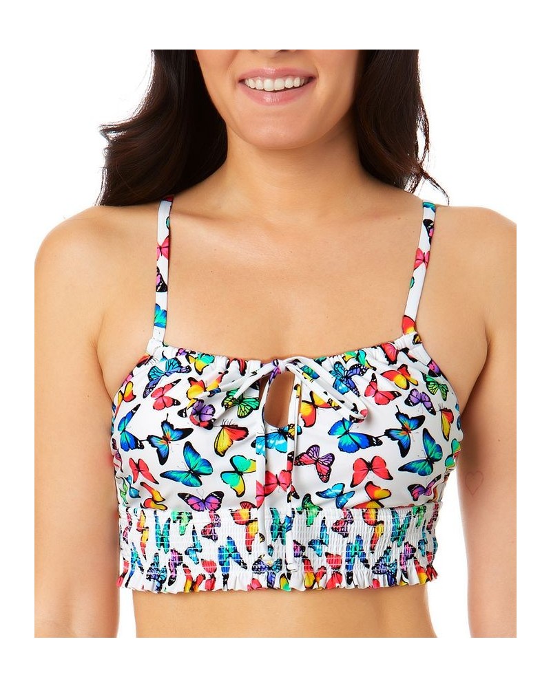 Juniors' Fly By Allover Smock-Front Cami Bikini Top Multi $17.50 Swimsuits