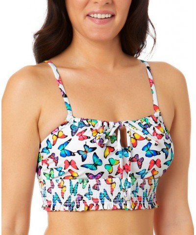 Juniors' Fly By Allover Smock-Front Cami Bikini Top Multi $17.50 Swimsuits