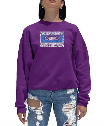 Women's 80s One Hit Wonders Word Art Crewneck Sweatshirt Purple $24.00 Tops