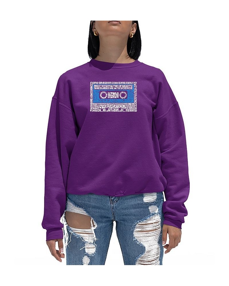 Women's 80s One Hit Wonders Word Art Crewneck Sweatshirt Purple $24.00 Tops