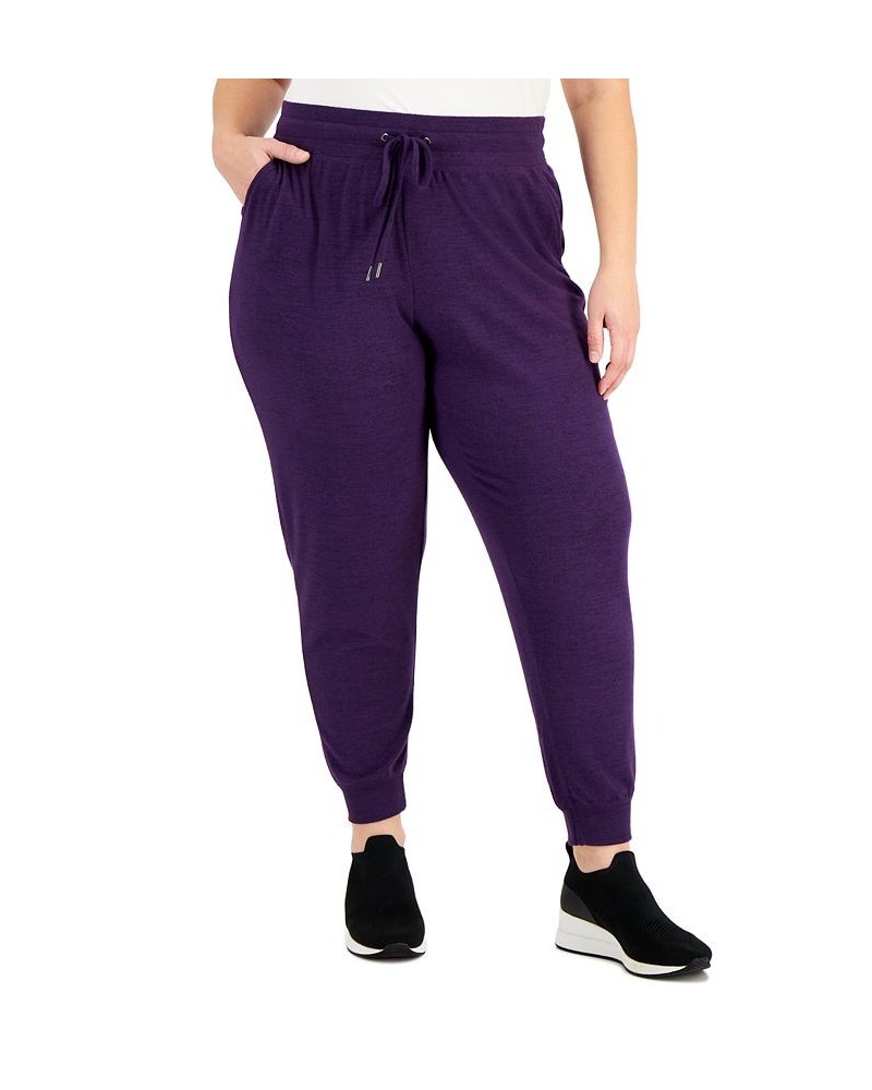 Plus Size Drawstring Knit Joggers Fig $13.34 Pants