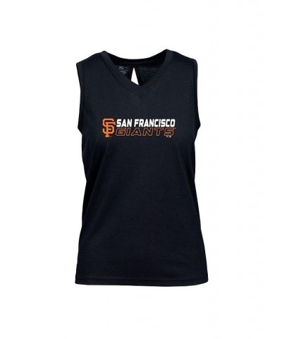 Women's Black San Francisco Giants Paisley Chase V-Neck Tank Top Black $23.46 Tops