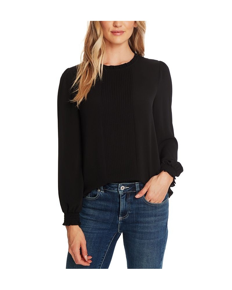 Smocked Pintuck Top Black $46.28 Tops