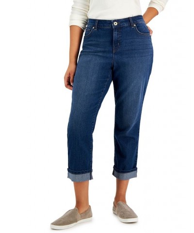 Women's Curvy Cuffed Capri Jeans Blue Lapis $17.69 Jeans